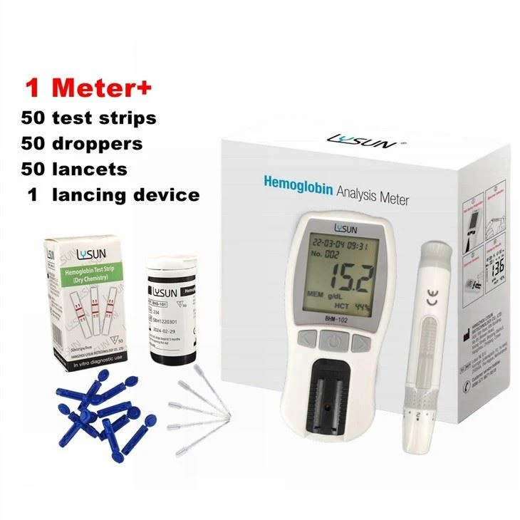 LYSUN Cheap Hemoglobin HB Meter HCT Analyzer BHM-102 With 25pcs Test Strip