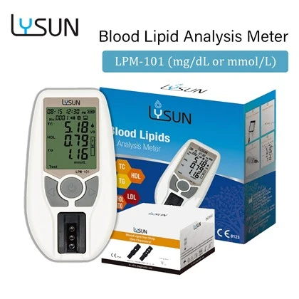 Lysun Análisis de sangre Prueba de colesterol lipídico Medidor de triglicéridos y colesterol