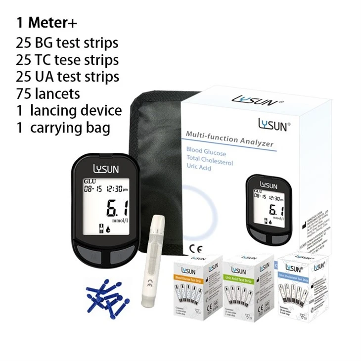 Lysun 3 in 1 Blood Glucose, Uric Acid, Total Cholesterol 3 in 1 Meter GUC-101 factory