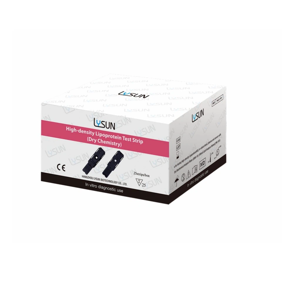 Lysun Tiras reactivas de colesterol de lipoproteínas de alta densidad Tiras reactivas HDL Uso de prueba de lípidos en sangre