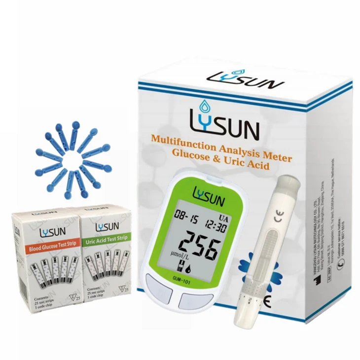 Lysun Auto Recognize Strips Uric Acid Analyzer Glucometer