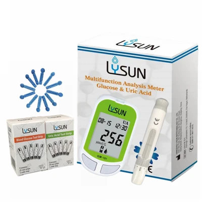 Monitor de ácido úrico Lysun y medidor de glucosa en sangre 2 en 1, máquina de prueba de azúcar en sangre para médico de familia portátil para diabéticos