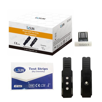 Lysun 3 en 1 Tiras reactivas de lípidos en sangre Análisis de lípidos Prueba de colesterol Tiras reactivas de triglicéridos