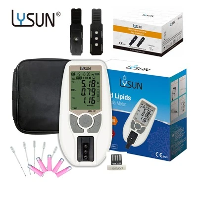 Medidor de colesterol Lysun Medidor de lípidos portátil Kit de prueba de colesterol 3 en 1